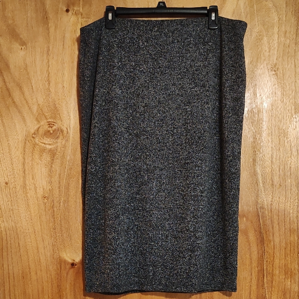 Old Navy Straight Midi Skirt Marled Gray Stretch Lined Elastic Waist Size XL